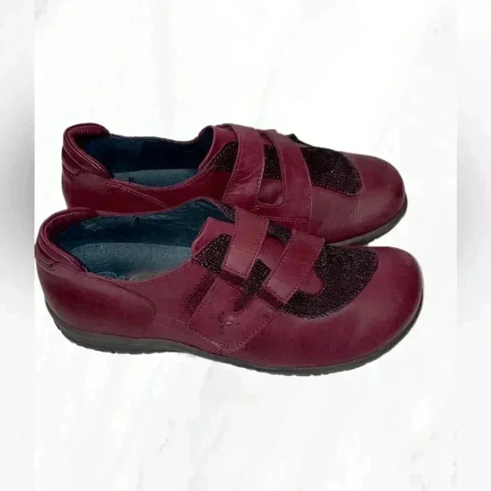 Portofino Berenjena Stretch Leather Shoes | Burgundy, Orthotic-Friendly, 7